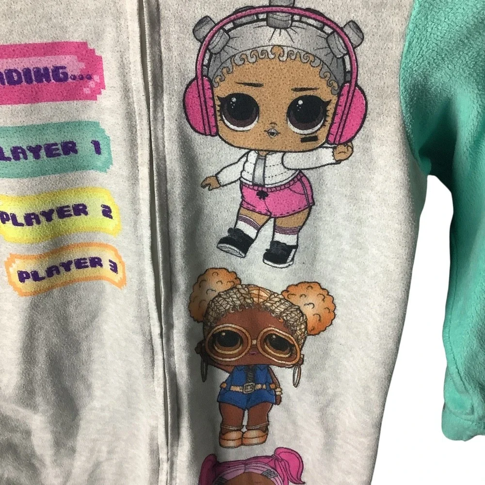 LOL Surprise Girls Hooded Union Suit One Piece Pajamas Size‎ Small Zip Front